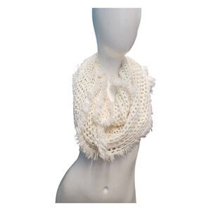 Avenue Open Knit Fringed Infinity Scarf